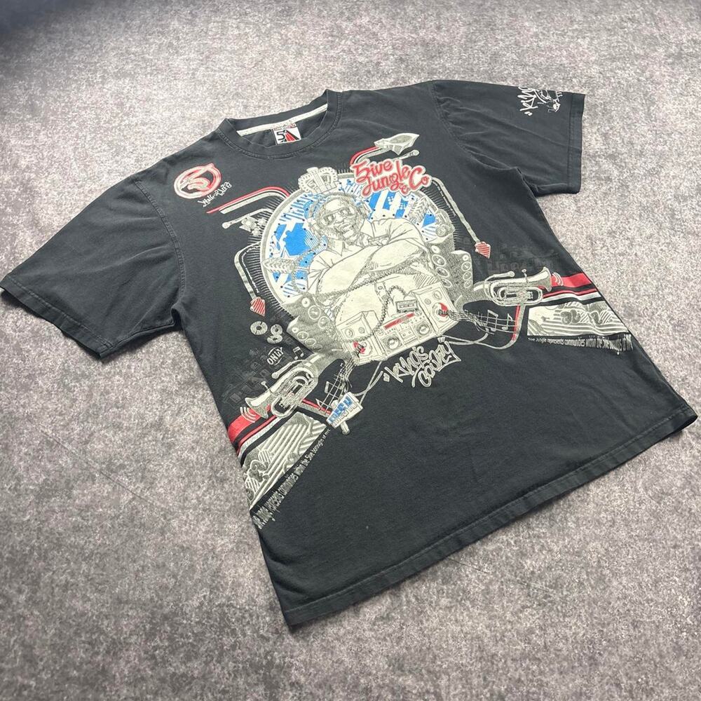 Five Jungle Co. King Above Graphic T-Shirt Black Hip Hop Y2K Men’s Size 2XL